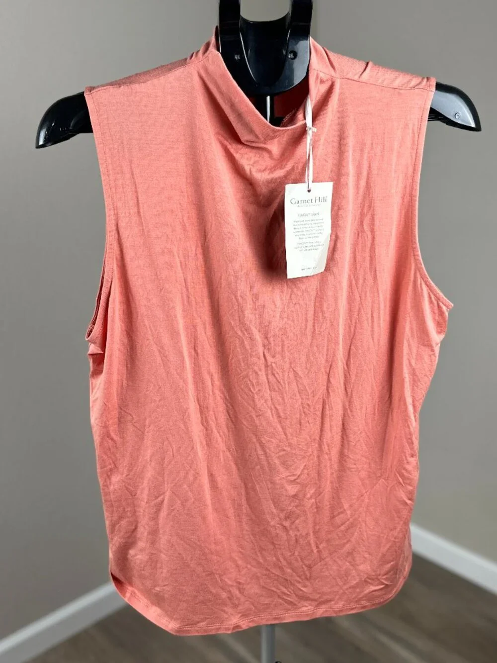 NWT Garnet Hill TENCEL Lyocell Mock Neck Sleeveless Top Orange XL
